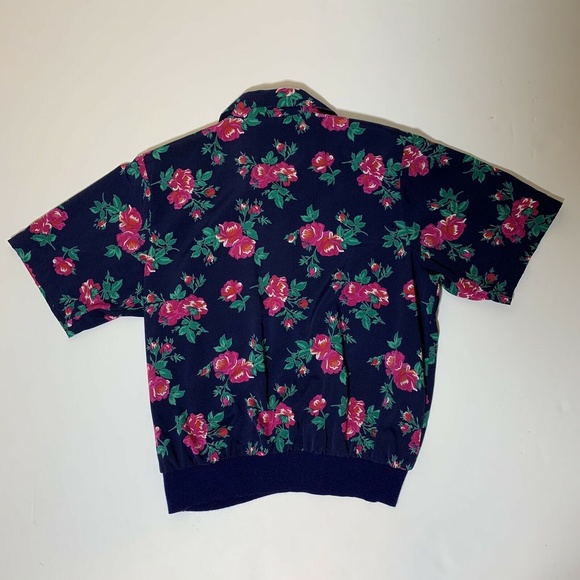 Vintage 80s Alfred Dunner Shoulder Pads Hawaiian Floral Top Shirt Size Medium - Picture 5 of 7
